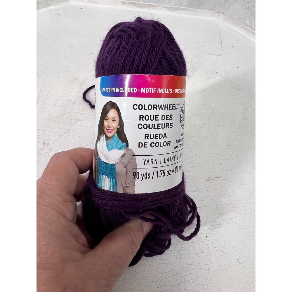 Loops & Threads Colorwheel Anti-Pill Acrylic Yarn Aubergine CW-46 Purple 90 Yds
